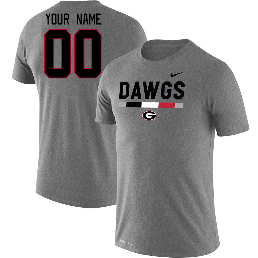 Custom Georgia Bulldogs Name And Number College Tshirt-Gray